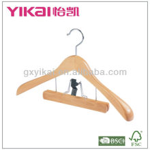 Wooden Suit Hanger with Wide Shoulders and Trousers Clamp